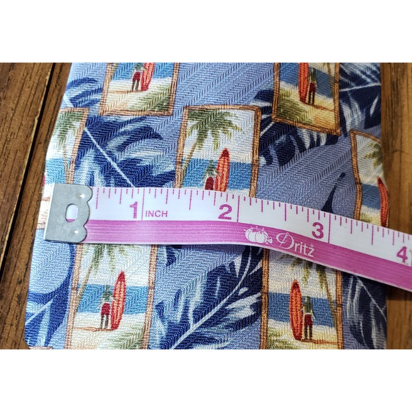 Tropicals By Tango Men's Blur Silk Beach Palm Trees Summer Waves Necktie Tie - Picture 6 of 7